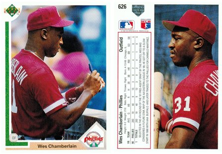 Philadelphia Phillies - Wes Chamberlain - Rookie Card