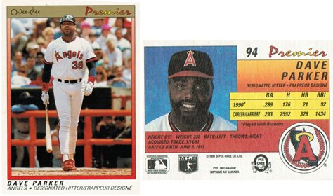 California Angels - Dave Parker - O-Pee-Chee Premier