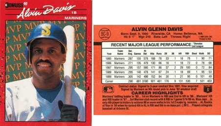 Seattle Mariners - Alvin Davis - Bonus Card