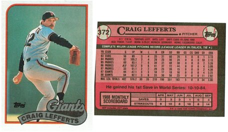 San Francisco Giants - Craig Lefferts - Topps #372