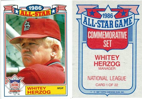 St Louis Cardinals - Whitey Herzog - All Star Manager