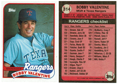 Texas Rangers - Bobby Valentine - Manager - #1