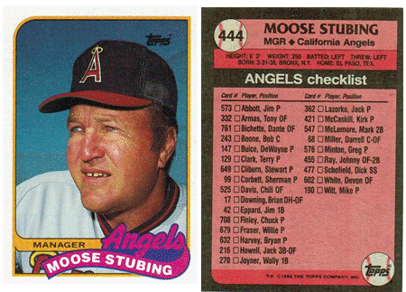 California Angels - Moose Stubing - Manager