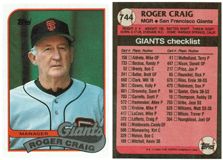 San Francisco Giants - Roger Craig - Manager - #1