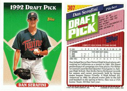 Minnesota Twins - Dan Serafini - Rookie Card