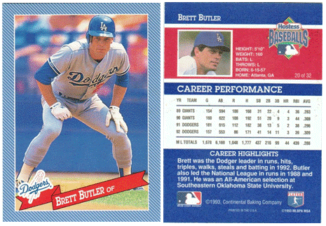 Los Angeles Dodgers - Brett Butler - Hostess Baking Co