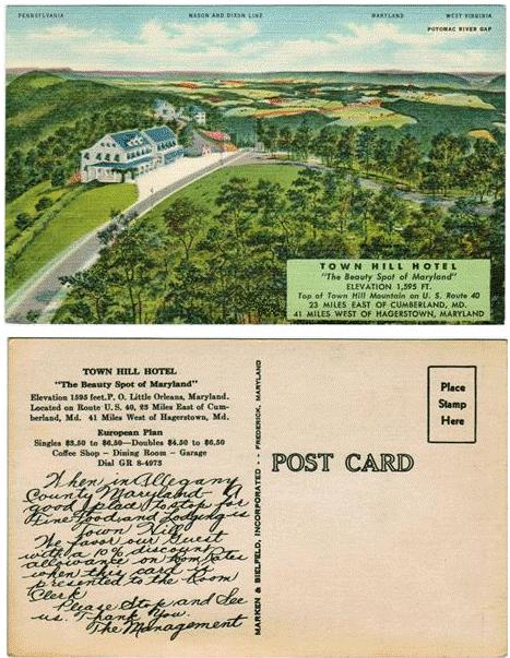 Postcard - Town Hill Hotel - Little Orleans, MD