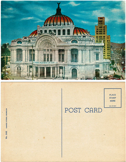 Postcard - Palacio De Bellas - 	Mexico, DF