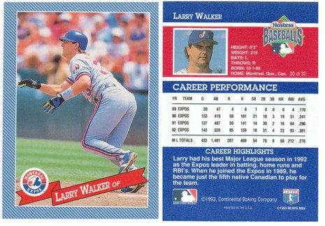 Montreal Expos - Larry Walker - Hostess Baking Co