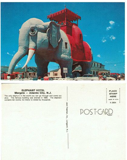 Postcard - Lucy the Elephant Hotel - Margate, NJ