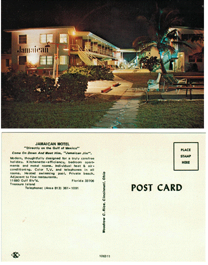 Postcard - Jamaican Motel - Treasure Island, FL - #1