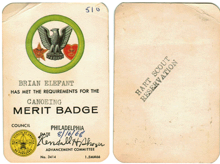 Merit Badge Card - Canoeing