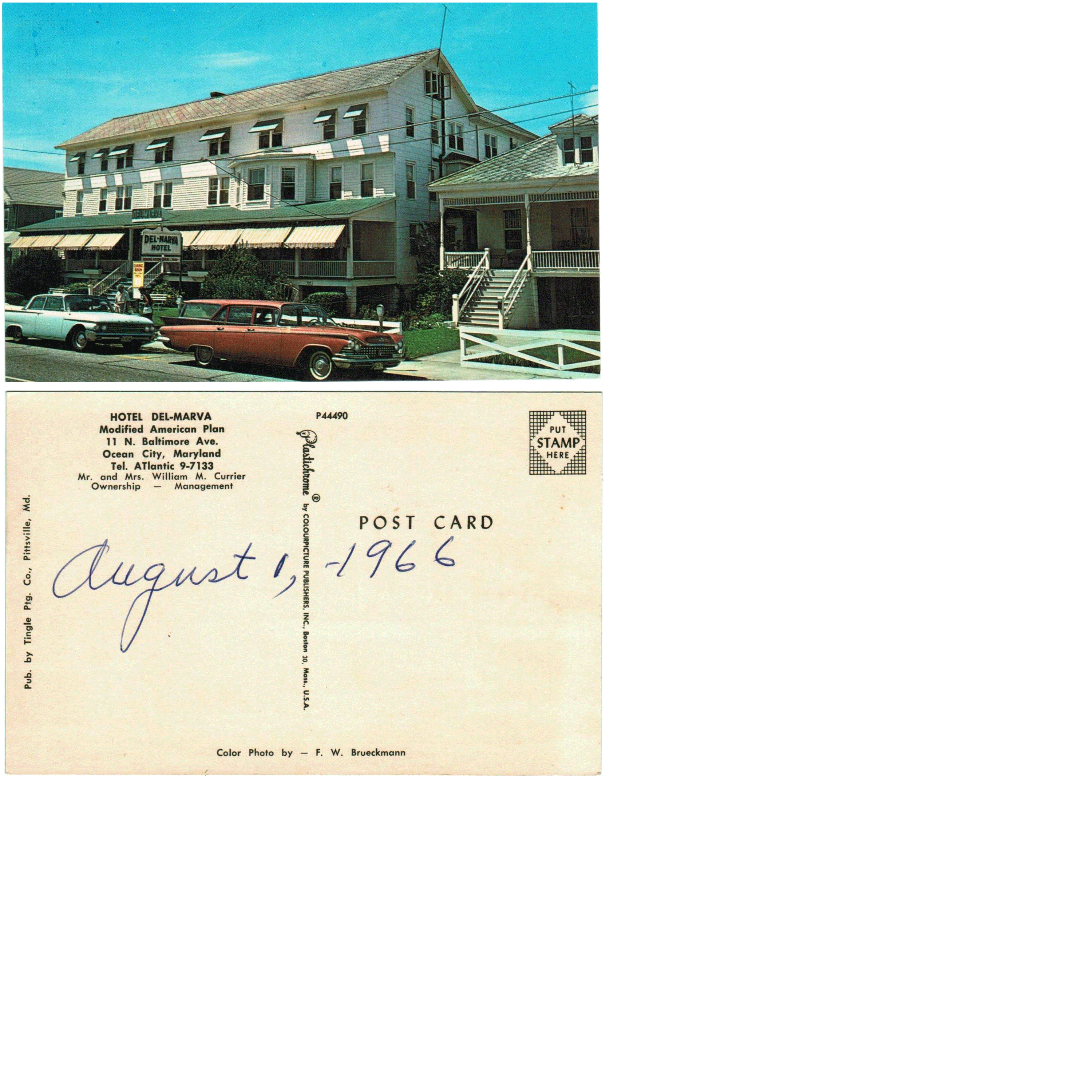 Postcard - Del-Marva Hotel - Ocean City, MD