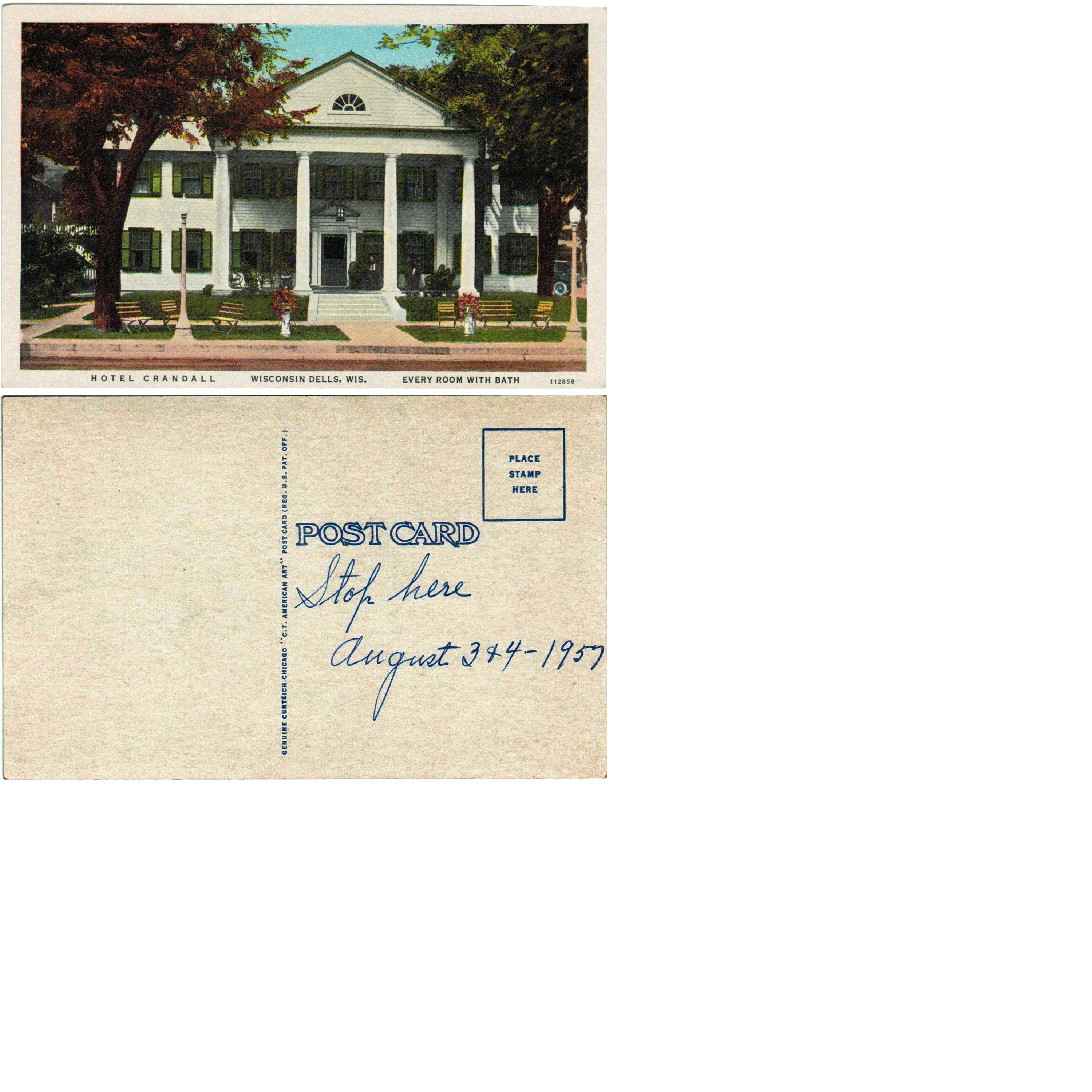 Postcard - Hotel Crandall - Wisconsin Dells, WI - #1