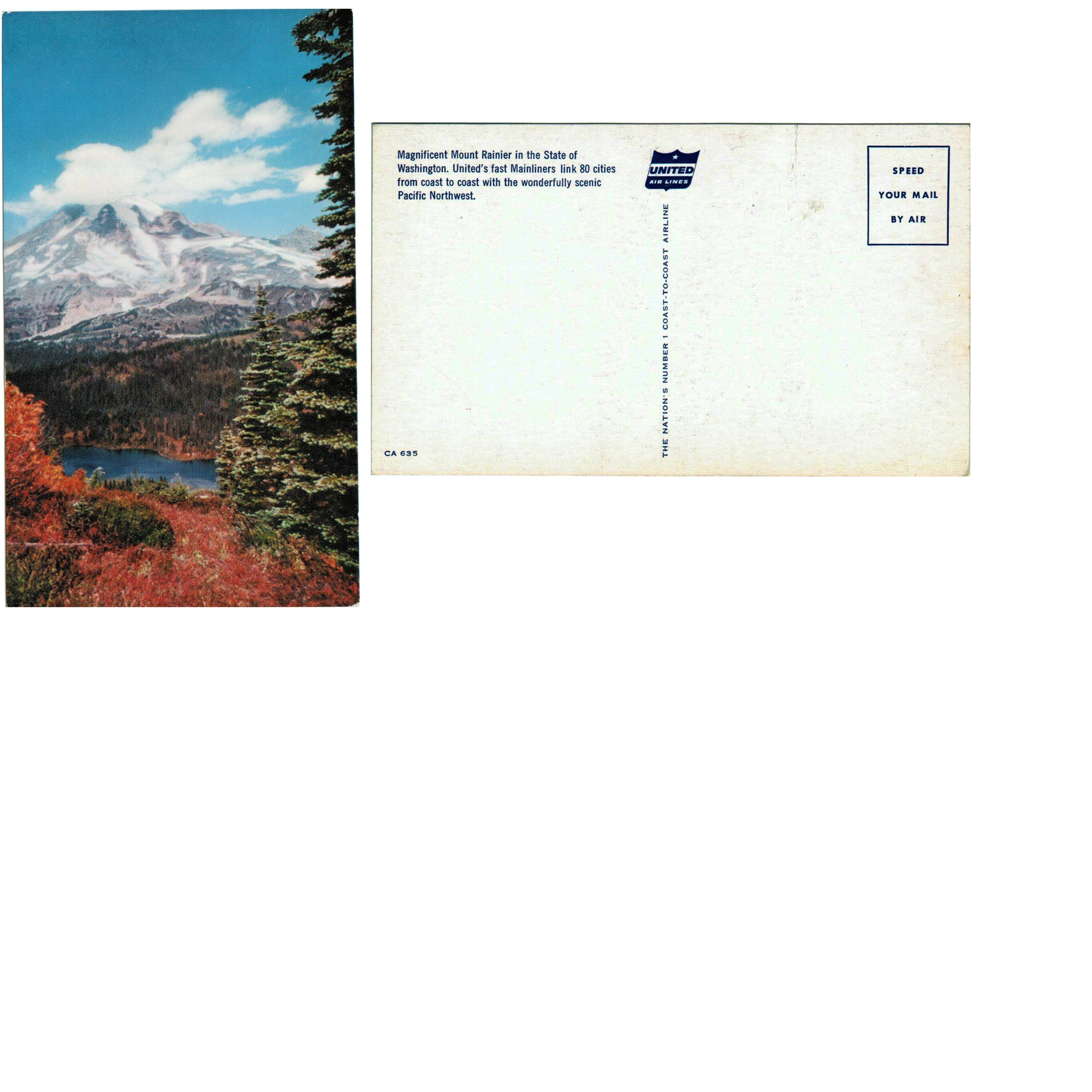 Postcard - Mt Rainier - Washington