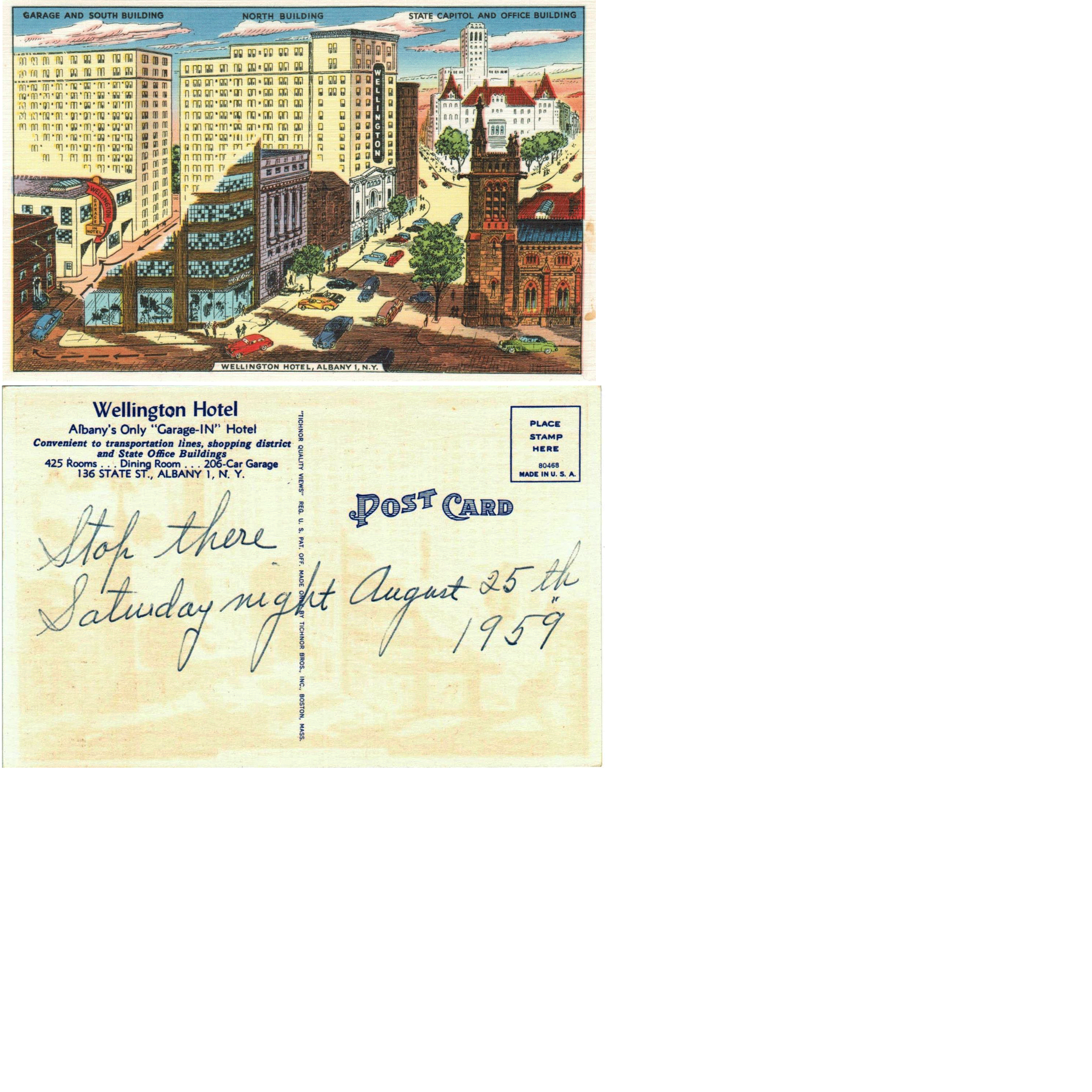 Postcard - Wellington Hotel - Albany, NY