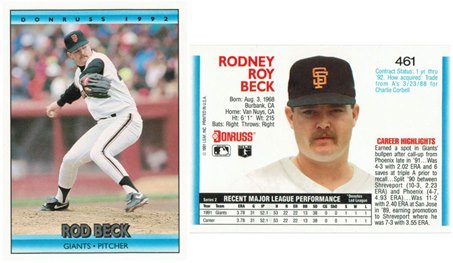 San Francisco Giants - Rod Beck - Rookie Card