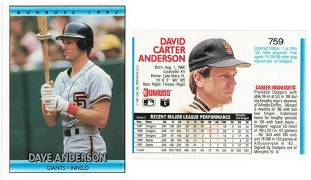 San Francisco Giants - Dave Anderson