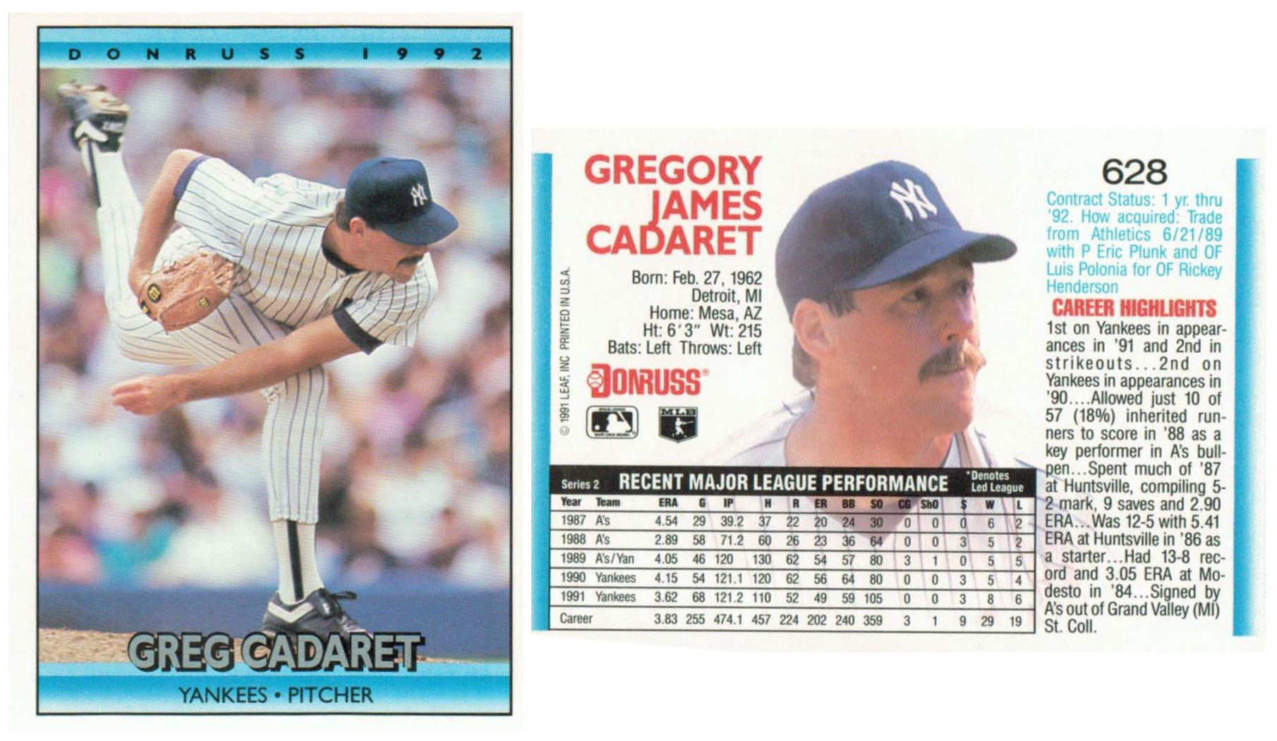 New York Yankees - Greg Cadaret - #1