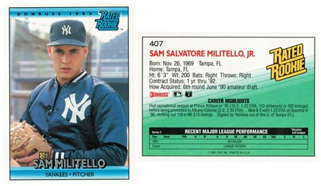 New York Yankees - Sam Militello - Rookie Card