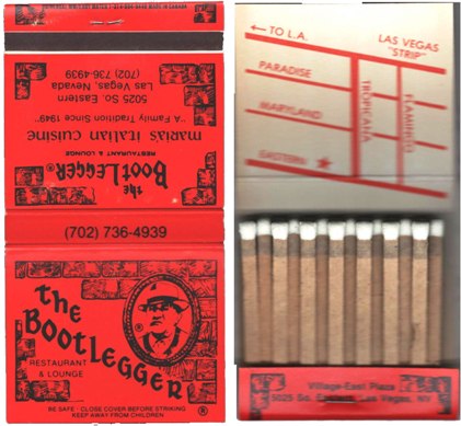 Matchbook - Bootlegger Restaurant