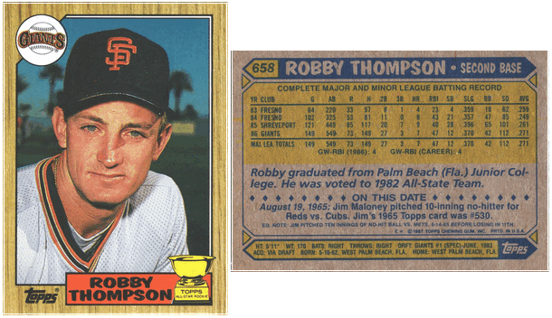 San Francisco Giants - Robby Thompson - Rookie Card