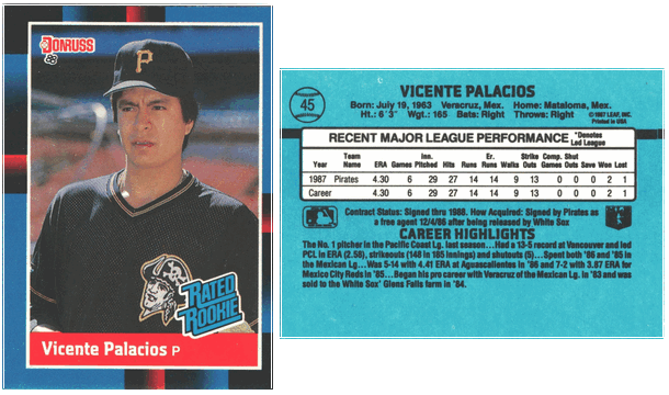 Pittsburgh Pirates - Vincente Palacios - Rookie Card