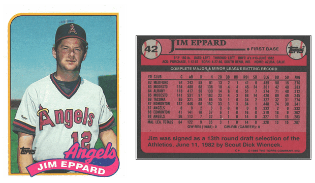 California Angels - Jim Eppard - Error Card