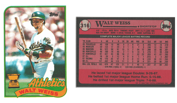 Oakland Athletics - Walt Weiss - Rookie Card