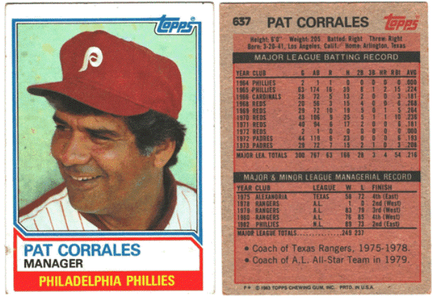 Philadelphia Phillies - Pat Corrales - Manager