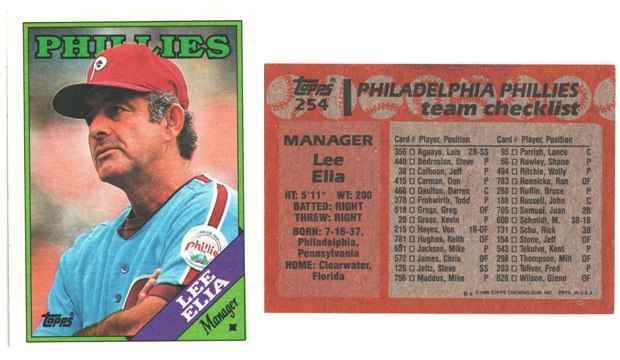 Philadelphia Phillies - Lee Elia - Manager