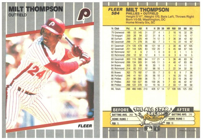 Philadelphia Phillies - Milt Thompson - Error Card