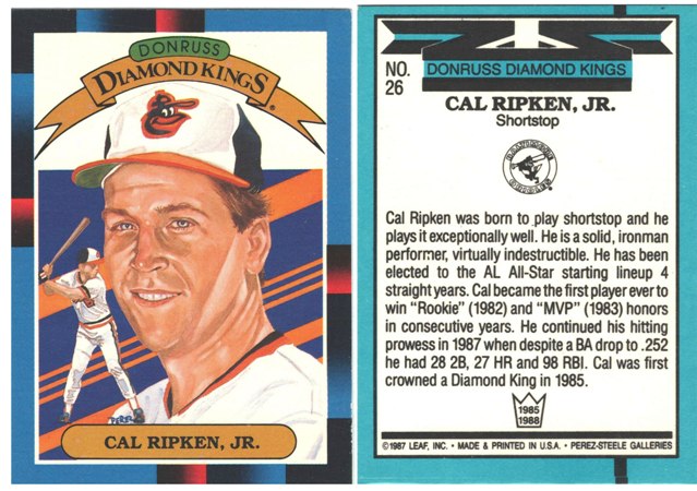 Baltimore Orioles - Cal Ripken, Jr - Donruss Diamond Kings