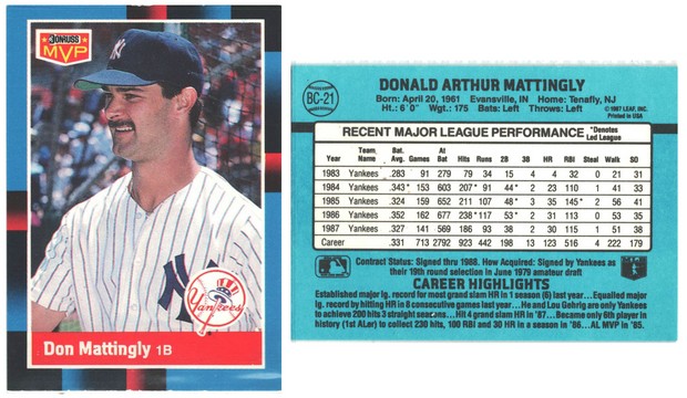 New York Yankees - Don Mattingly - Bonus Card