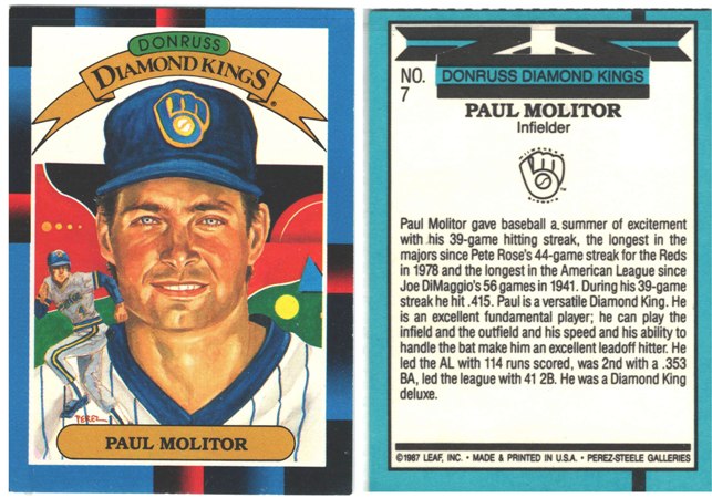 Milwaukee Brewers - Paul Molitor - Donruss Diamond Kings