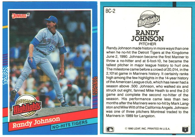 Seattle Mariners - Randy Johnson - Bonus Card