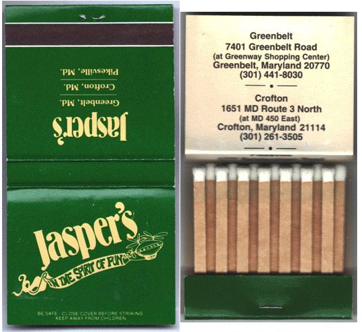 Matchbook - Jasper's Restaurant