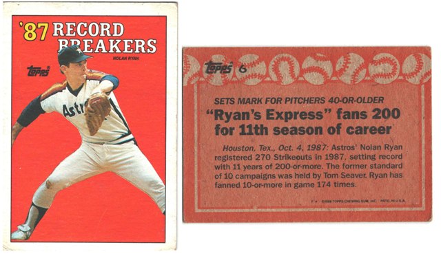 Houston Astros - Nolan Ryan - 1987 Record Breaker