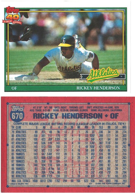 Oakland Athletics - Rickey Henderson - #1