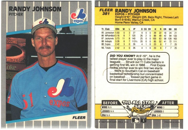 Montreal Expos - Randy Johnson - Rookie & Error Card - #1