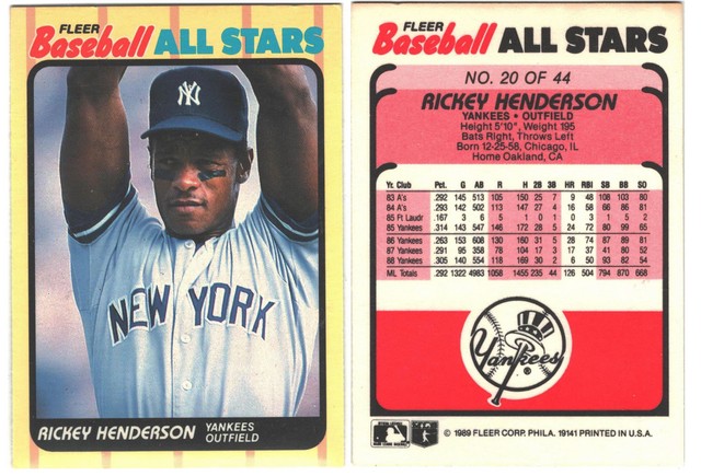 New York Yankees - Rickey Henderson - ALL STARS