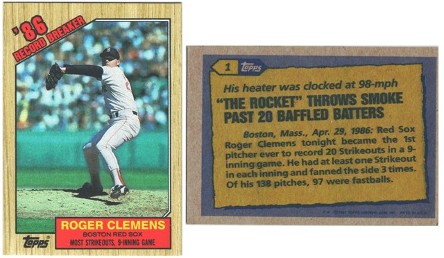 Boston Red Sox - Roger Clemens - '86 Record Breaker