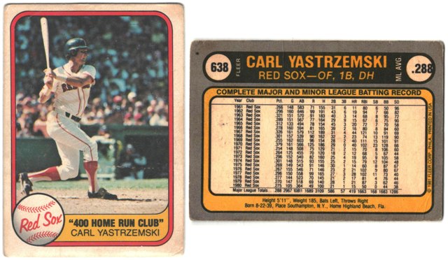 Boston Red Sox - Carl Yastrzemski - 400 Home Run Club