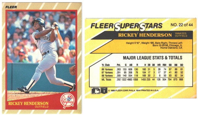 New York Yankees - Rickey Henderson - Fleer Super Stars