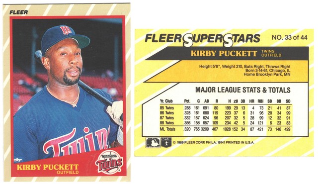 Minnesota Twins - Kirby Puckett - Fleer Super Stars