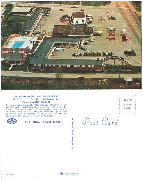 Postcard - Rainbow Autel & Restaurant - Chilhowie, VA