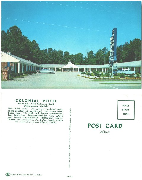 Postcard - Colonial Motel - Williamsburg, VA