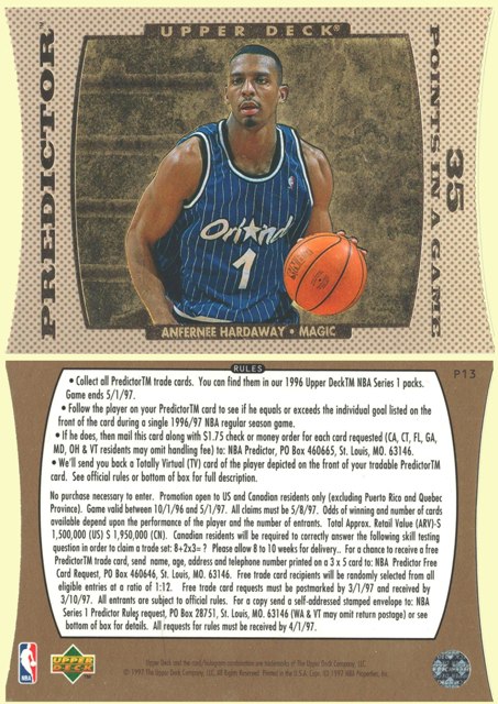 Orlando Magic - Anfernee Hardaway - "PREDICTOR" Card