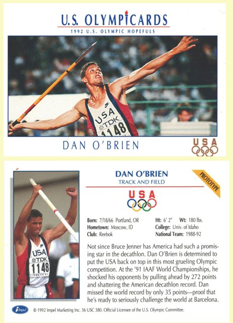 Promo Card - 1992 Olympic Hopefuls Dan O'Brien