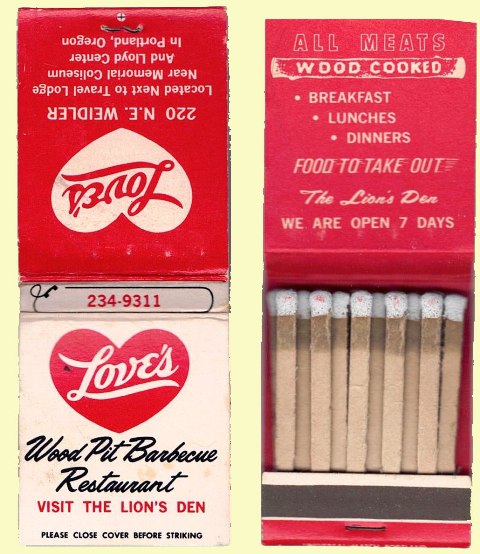 Matchbook - Love's Wood Pit BBQ Restaurant